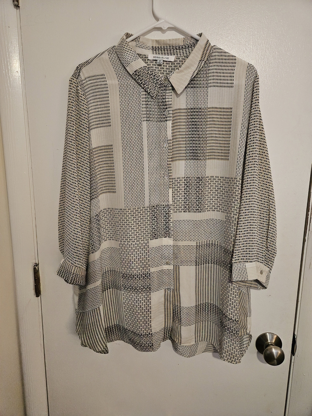 Rose & Olive Black and Cream Printed Blouse